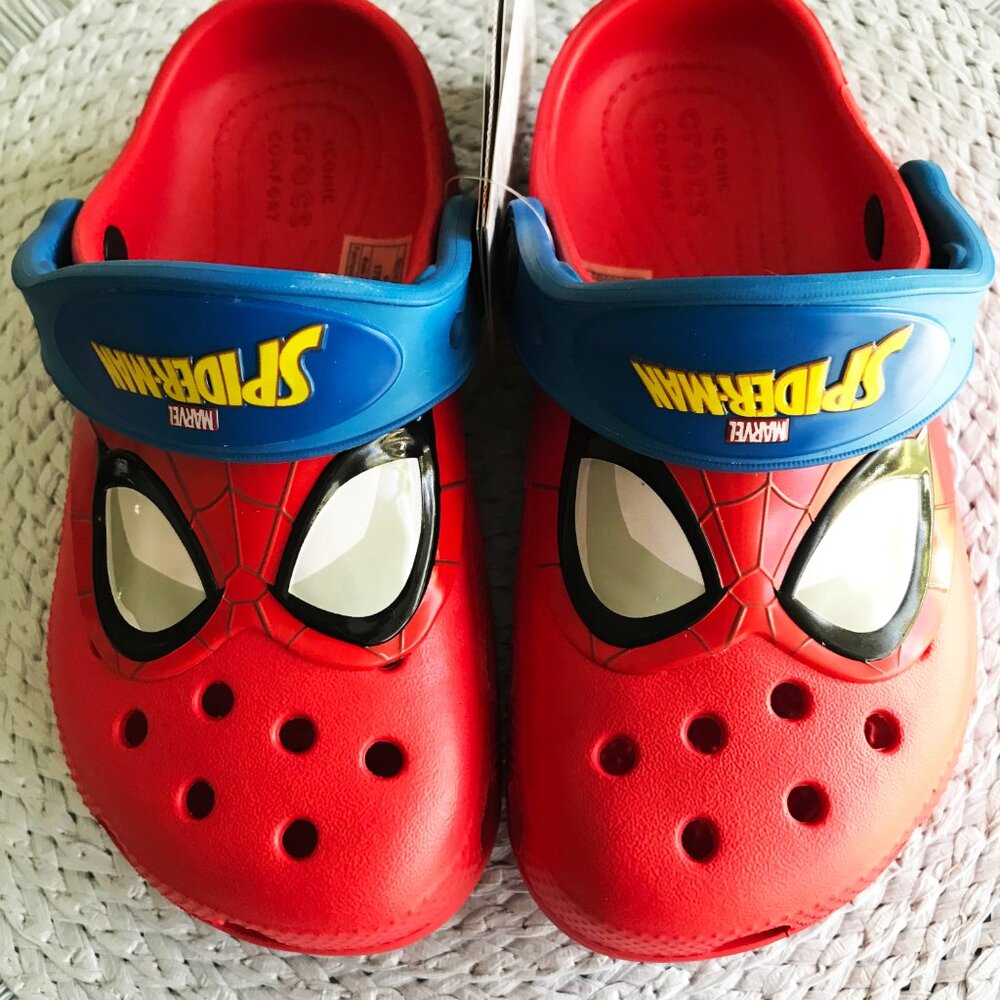 NWT Crocs Kids Boys Shoes Red Spider-Man Clogs, Slip On Shoes C13